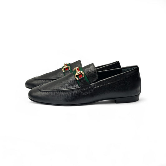 Classic Pebbled Leather Loafers Gucci Buckle