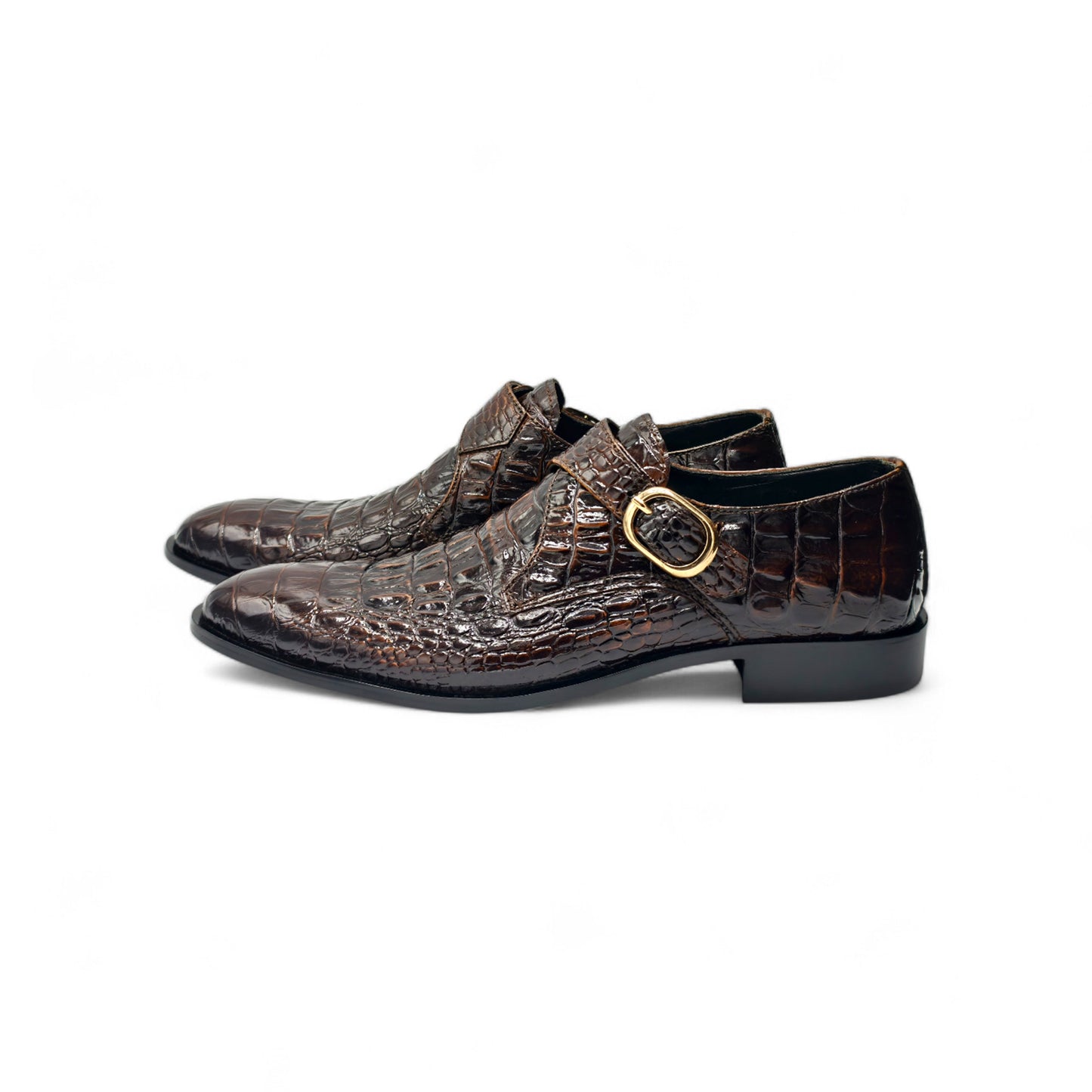 Croc-Embossed Monk Strap Shoe
