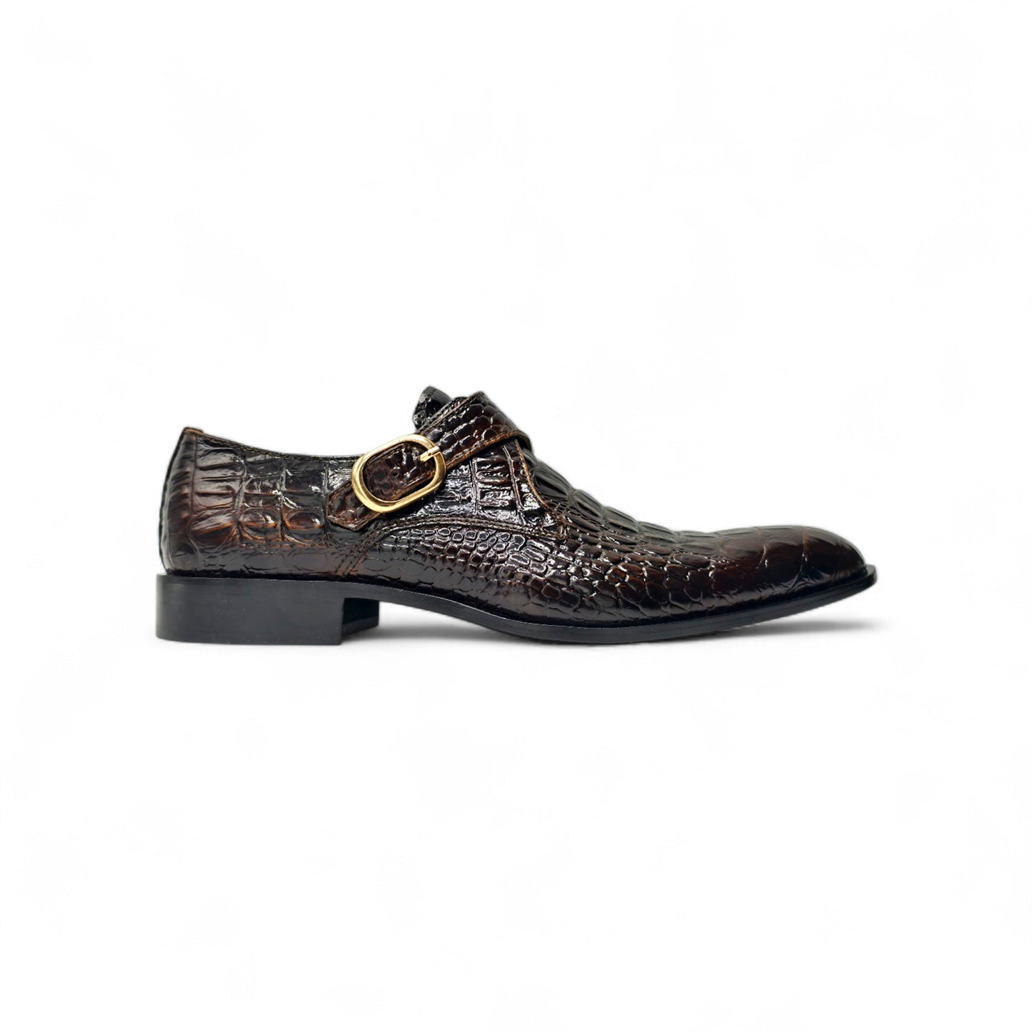 Croc-Embossed Monk Strap Shoe
