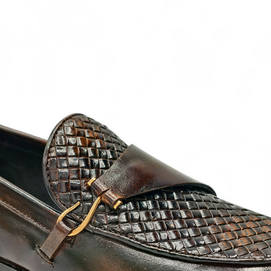 Woven Leather Horsebit Loafer