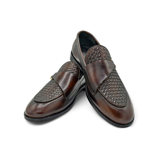 Woven Leather Horsebit Loafer