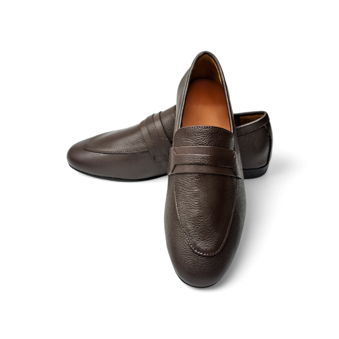 Classic Pebbled Leather Loafers Plain