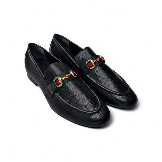 Classic Pebbled Leather Loafers Gucci Buckle