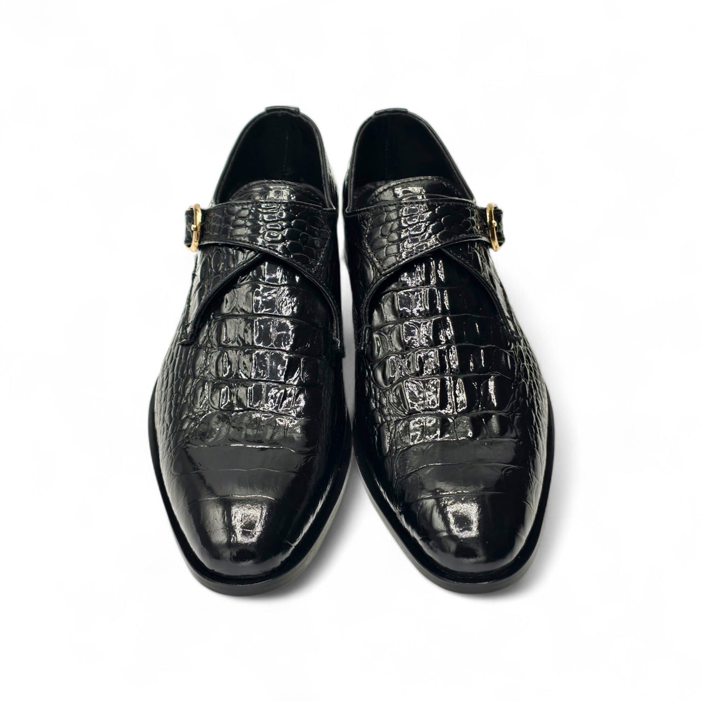 Croc-Embossed Monk Strap Shoe
