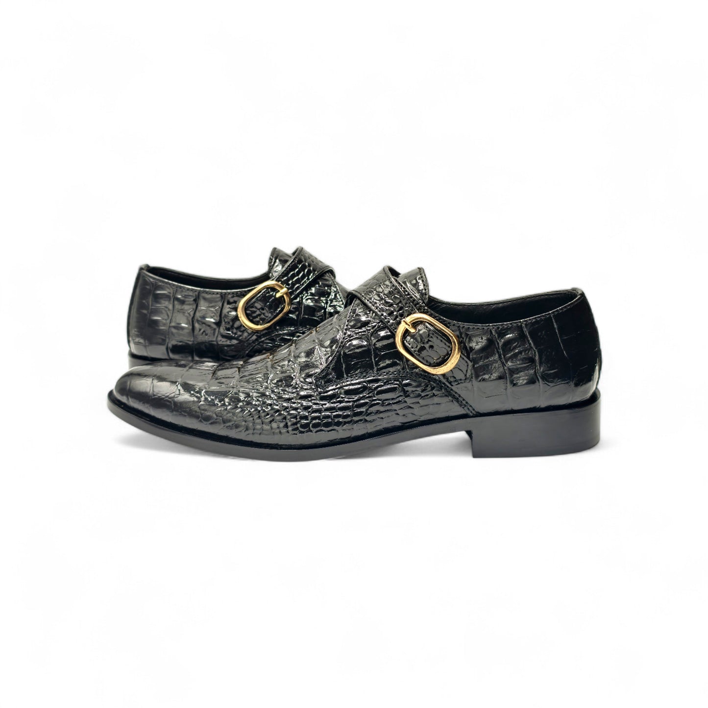 Croc-Embossed Monk Strap Shoe